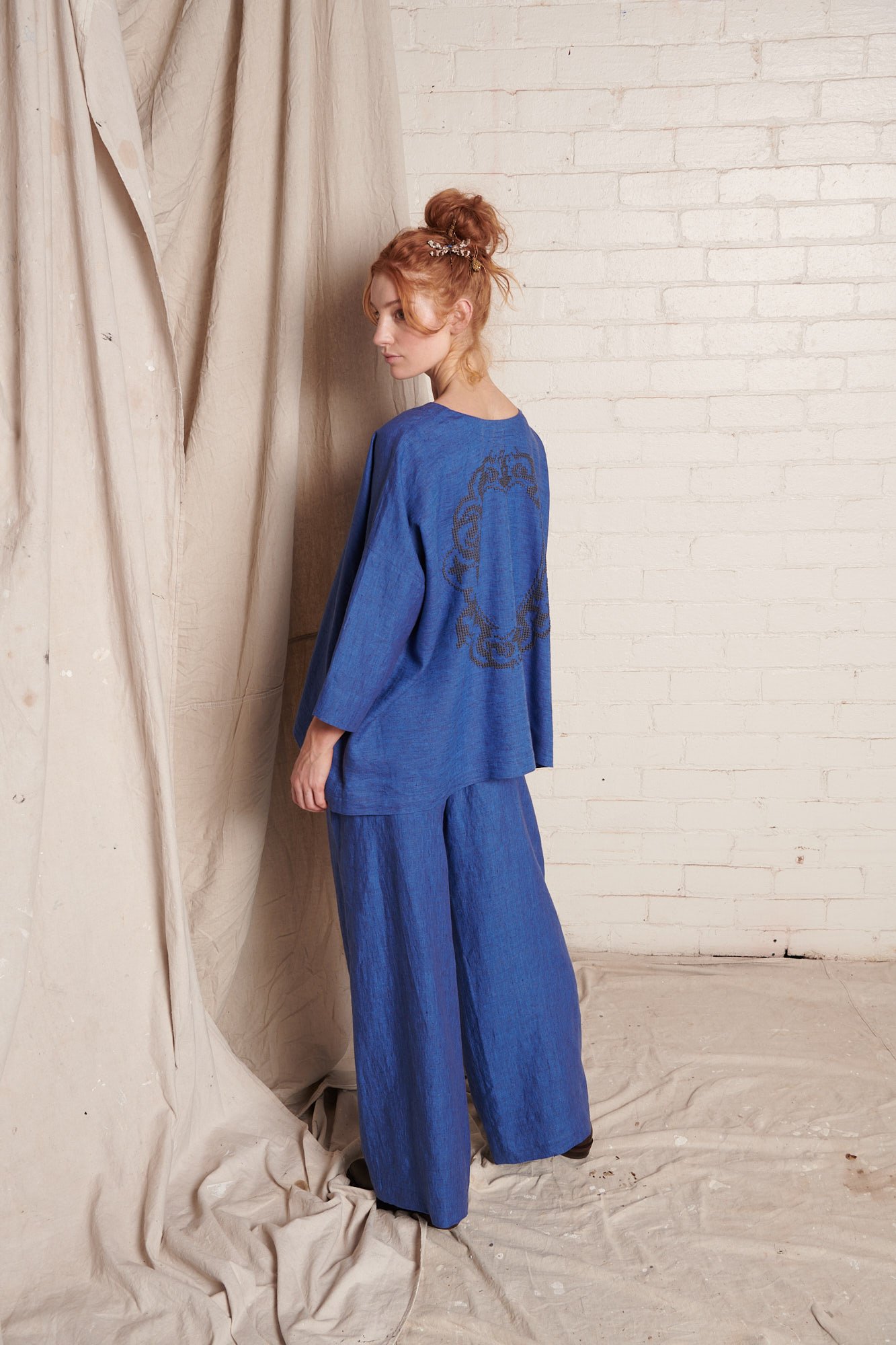 Cross Stitch Ela Top Blue and Mata Pant Blue 44